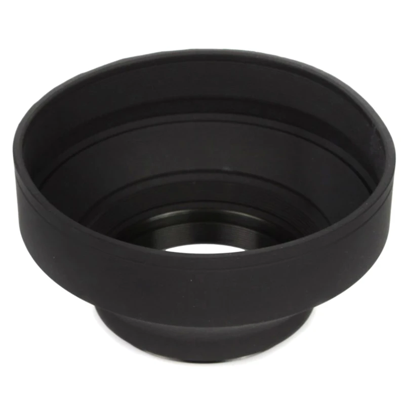 49mm/52mm/55mm/58mm/62mm/67mm/72mm/77mm/82mm 3-Stage Collapsible 3in1 Rubber Lens Hood Suit for Canon Nikon Pentax Camera