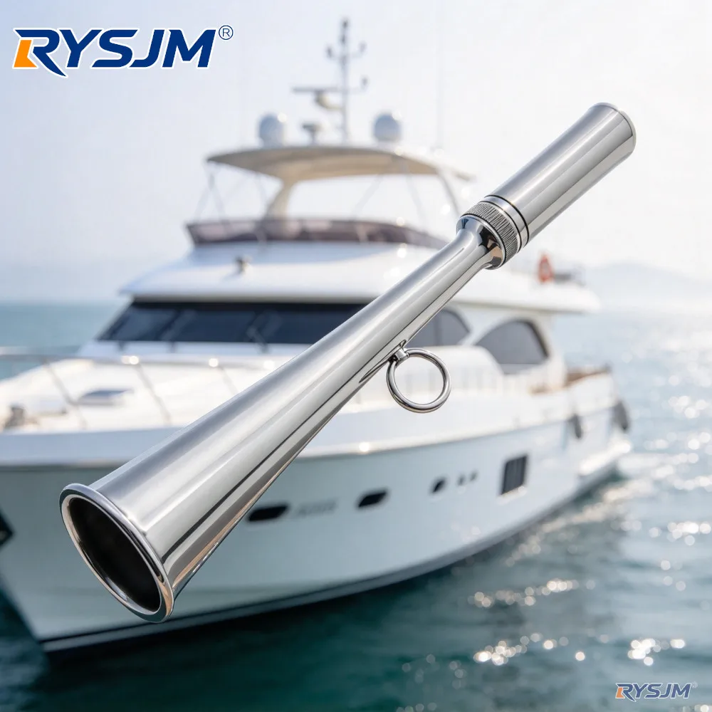 Stainless Steel Portable Handheld Foghorn Fog Horn Boat Foghorn With Removable Mouthpiece Marine Signal Horn For Boating Safety