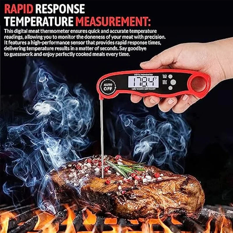 바비큐 요리용 디지털 고기 온도계, 접이식 방수 식품 프로브 온도계, 휴대용 오일 온도 계량기
