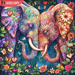HUACAN Diamond Painting Elephant 5D DIY New Arrivals Animal Mosaic Complete Kit Flower Full Round Bedroom Decoration