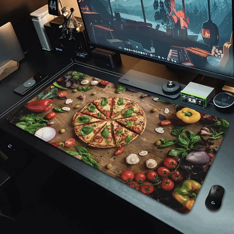 XXL Mousepad Pizza Vegetable Fruit Kitchen Vibe Non-slip Table Carpet Mouse Pad Large Desk Mat Edge Stitched Gaming PC Gamer Mat