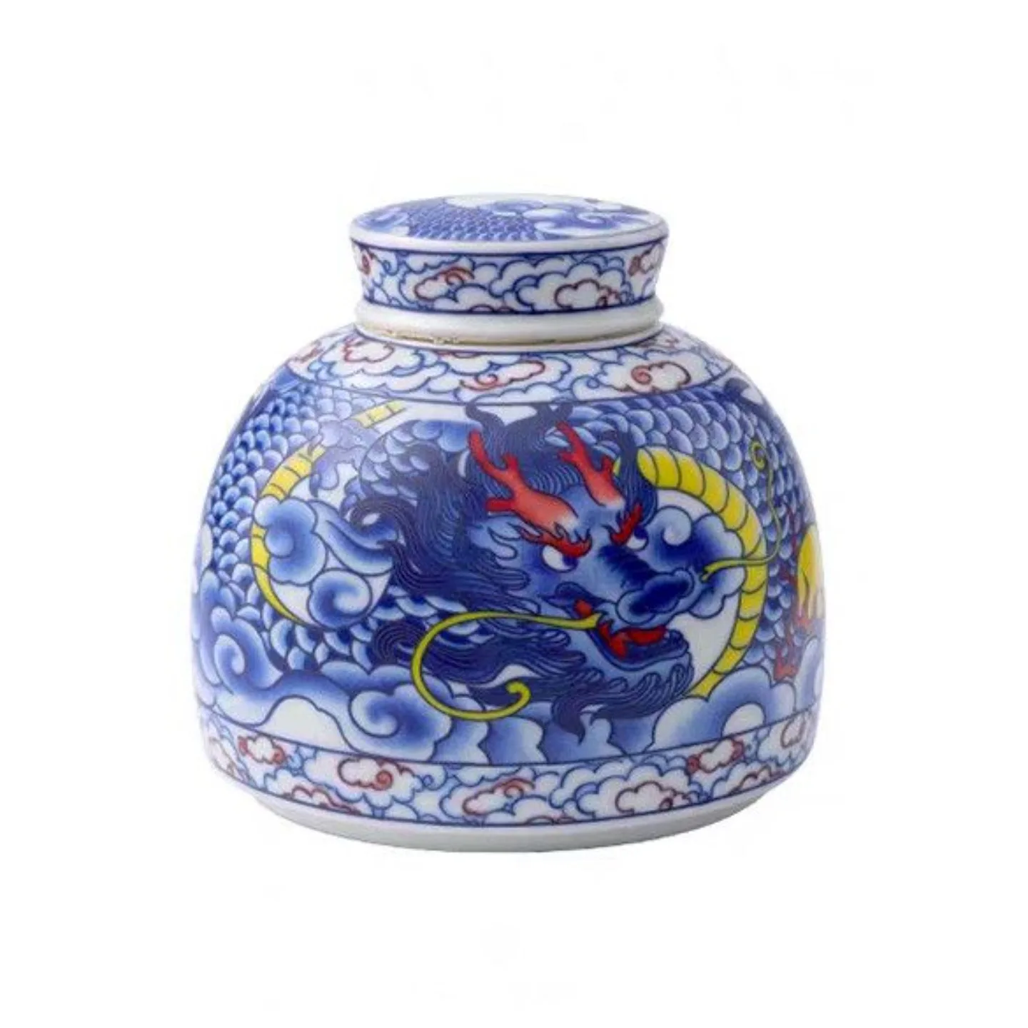 Colorful Painted Blue and White Porcelain Storage Jar Modern Large Capacity Moisture-Proof Sealed Jar with Lid Tea Jar Desktop