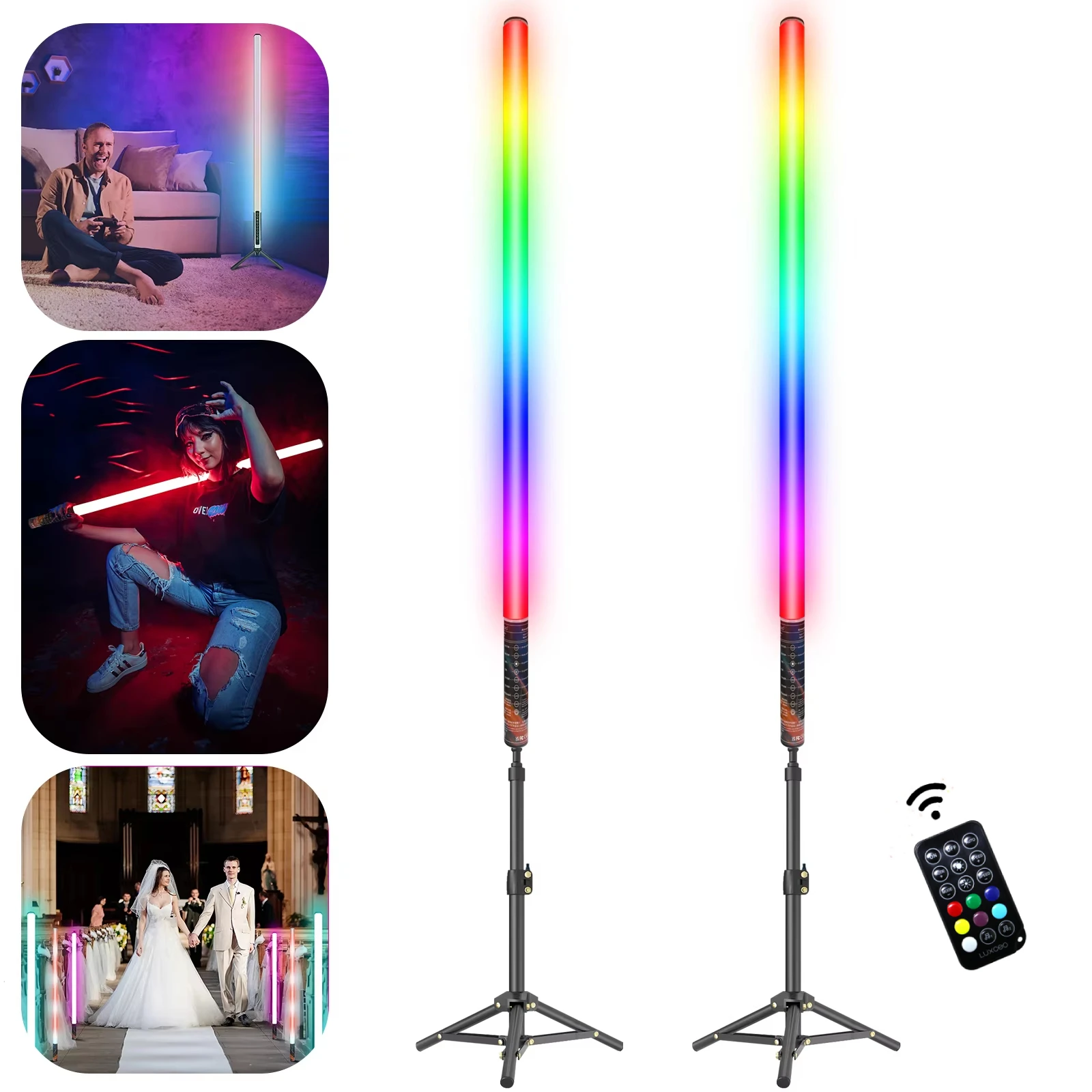 LUXCEO 85cm RGB Photography Light stick Ambient background lighting with Music Mode for Home Christmas Decoration Party MOOD1A