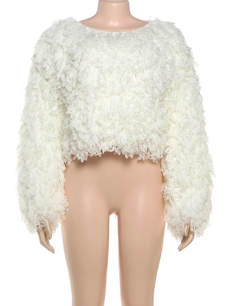 Kliou السببية موضة 2 قطعة مجموعة امرأة س الرقبة كم كامل فروي شرابة سترة الياقة المدورة نحيل رومبير الشارع ملابس أنيقة