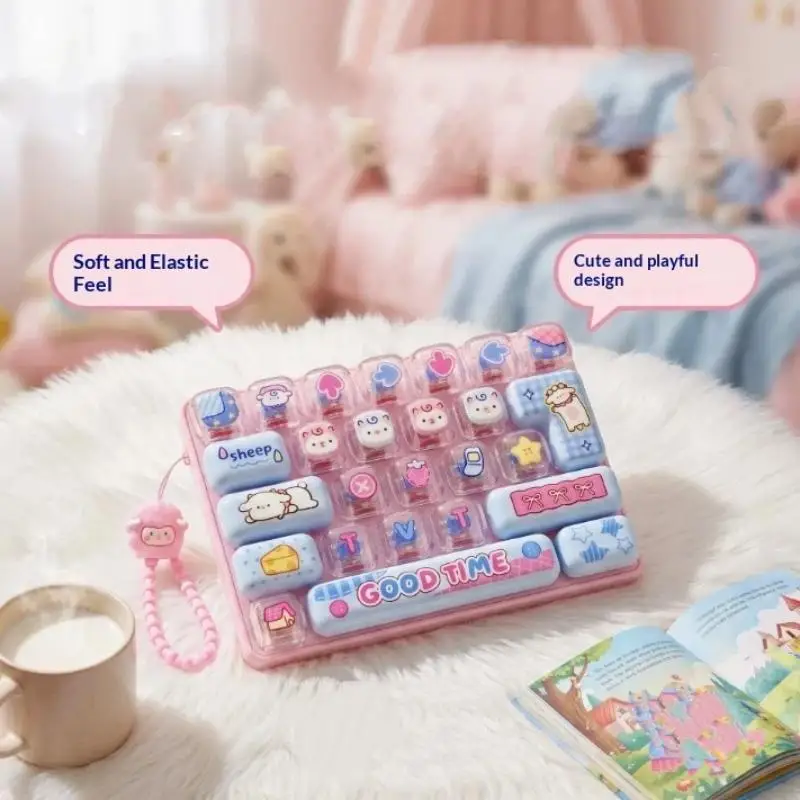 1 Stück Niedliche Tier-Themen Transparente 26-Fächer-Tastatur-Schlüsselanhänger Taschenzubehör Paar-Stressabbau Kreatives Geschenk – Detail 1