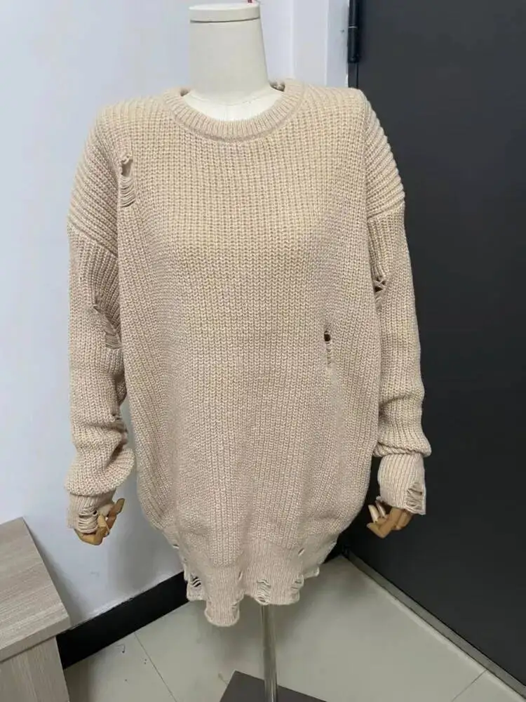 ZMEENNA Solid Color Long Sleeve Hollow Out Round Collar Knitting Sweater For Women 2025 Autumn Fashion Female New Tops ZM4056