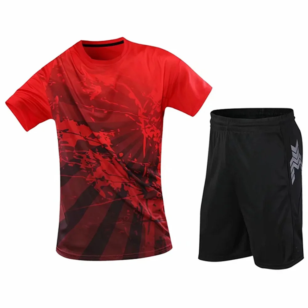 Camisa de tênis de mesa e shorts para homens e mulheres, camisas de badminton 3D, roupas ping pong, roupas esportivas para jogging