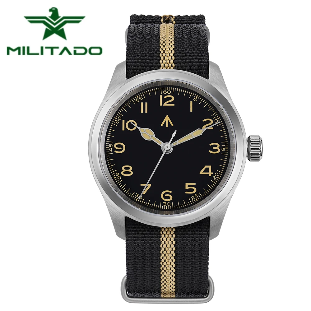 Militado ML08 38mm Watch VH31 Quartz Movement Watches Luminous Sapphire Double Domed Crystal Waterproof Vintage Wristwatch