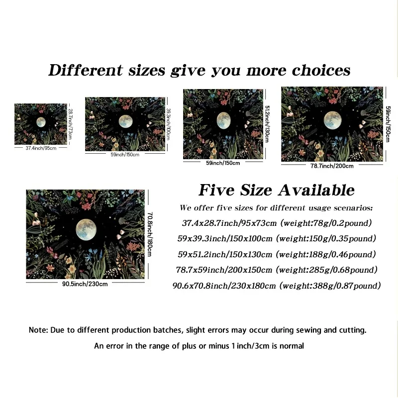 VIKAMA Fairy Mushroom Forest Tapestry Wall Hanging Botanical Butterfly Moon Design Aesthetic Backdrop for Bedroom Wall Decor