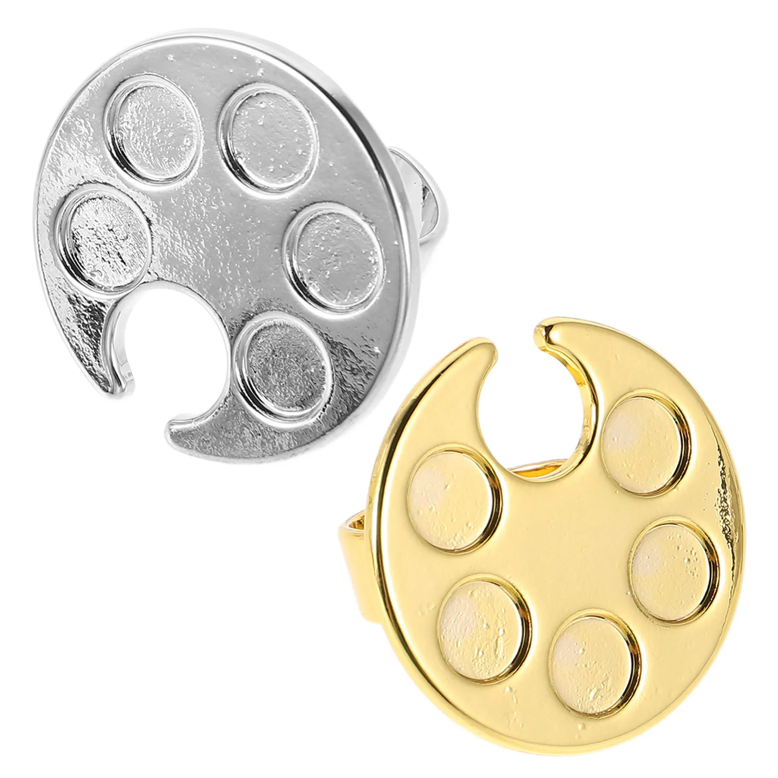 2Pcs Metal Nail Palette Ring Compact Manicure Tool for Nail Artists Color Mixing Design Smooth Edge Polish Blending Ring