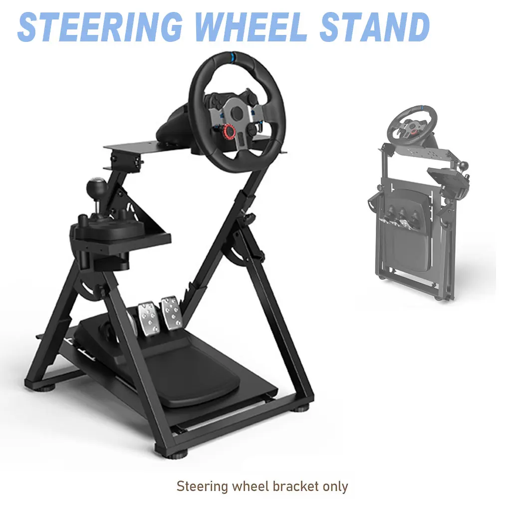 

Стойка для симулятора гонок - совместима с Logitech G25-G923 и Thrustmaster T330TS (педали в комплект не входят), черная