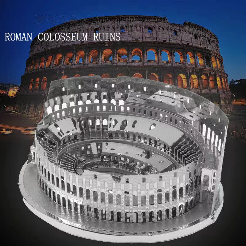 Mfuny Roman Colosseum Full Metal Lron DIY Assembly Model 3D Stereoscopic Puzzle Ancient Architecture