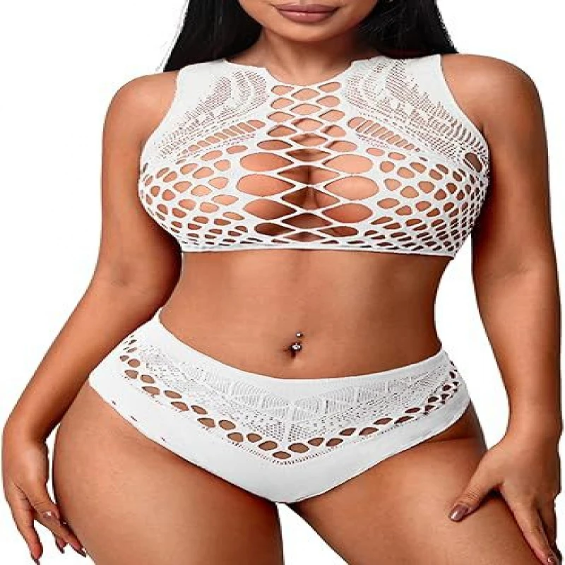 المثيرة شبكة صيد السمك بيكيني مثير المرأة سراويل 2 قطعة/المجموعة جوفاء شبكة الاباحية بيبي دول وتتسابق الجنس ارتداءها ازياء