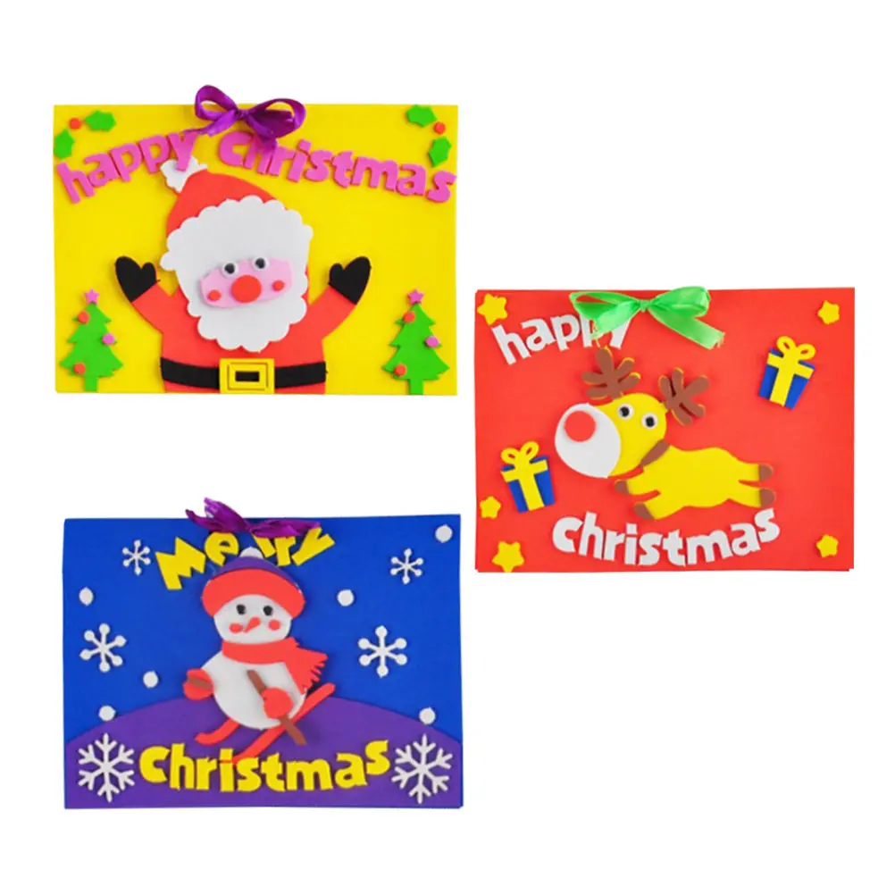 3Pcs DIY Christmas Card Materials Friendly Safe Craft Accessories Early Learning Center Classroom Greeting