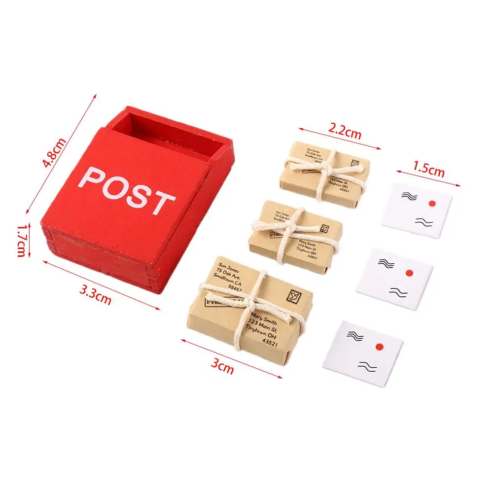 Play Toys Home Furniture Doll Dollhouse Miniature Letter Box With Mail Sack Postcard Mini Mailbox Simulation Furniture