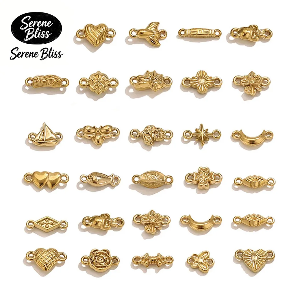 

20pcs Stainless Steel Double-hole Connectors Small Charm for Jewelry Making Crab Butterfly Shape DIY Necklaces Bracelet Findings