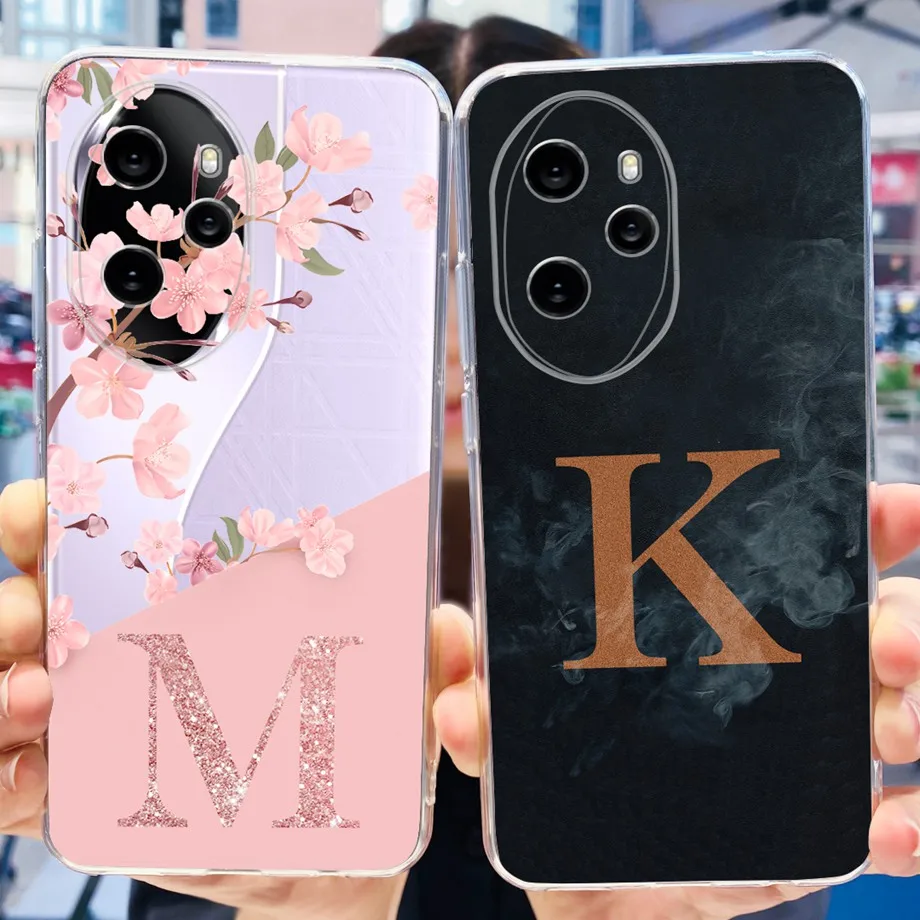 Initials Latter Printed Casing For Honor 100 Pro 5G Case Etui Soft Clear Fundas With Letter Pattern On Huawei Honor 100 100Pro