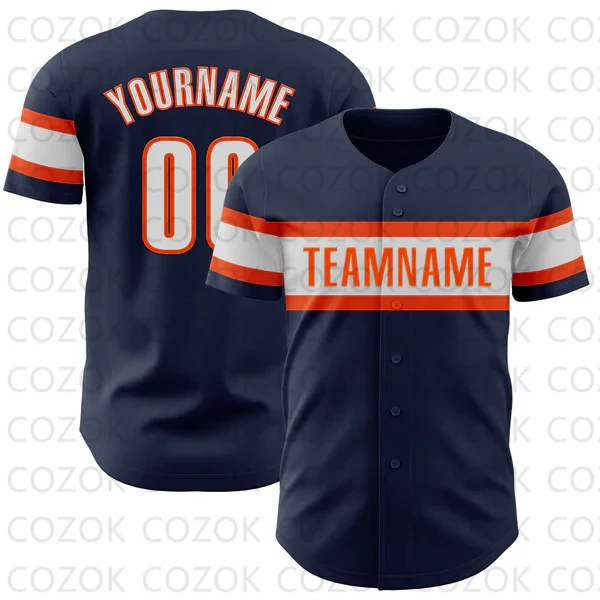 Maillot de baseball bleu foncé personnalisé pour hommes et femmes, chemise à manches courtes, chemises d'équipe imprimées en 3D, hip hop, unisexe, Y-