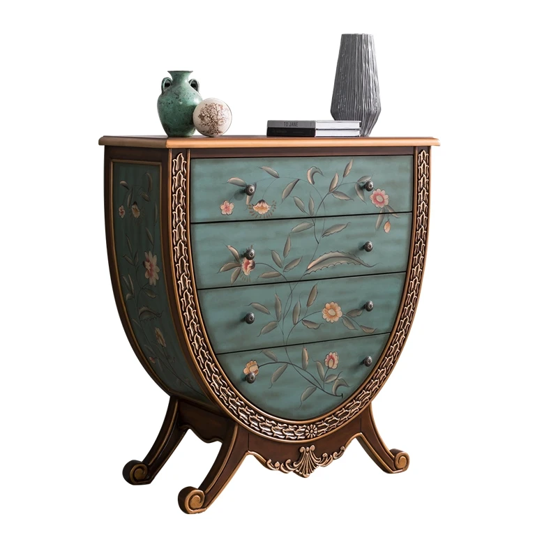 

European-style entrance table American-style bucket painted solid wood decorative storage cabinet corrid