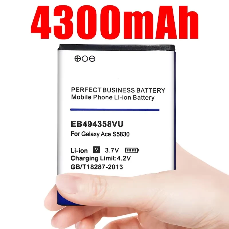 4300mah Eb494358vu Battery for Samsung Galaxy Ace 5830 S6802 B7510 I569 I579 I619 S5660 S5670 S5830i S5838 S6102 S6108 S5830