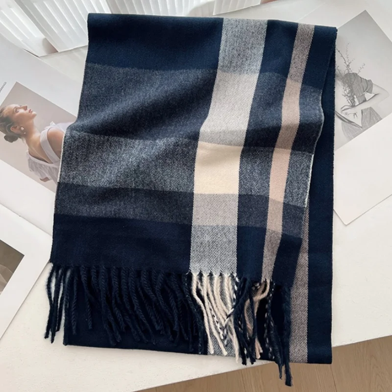 35*200cm Fashion Stripe Plaid Designer Winter Warm Scarf Women Cashmere Shawl Blanket Wrap Travel Men Neckerchief Pashmina