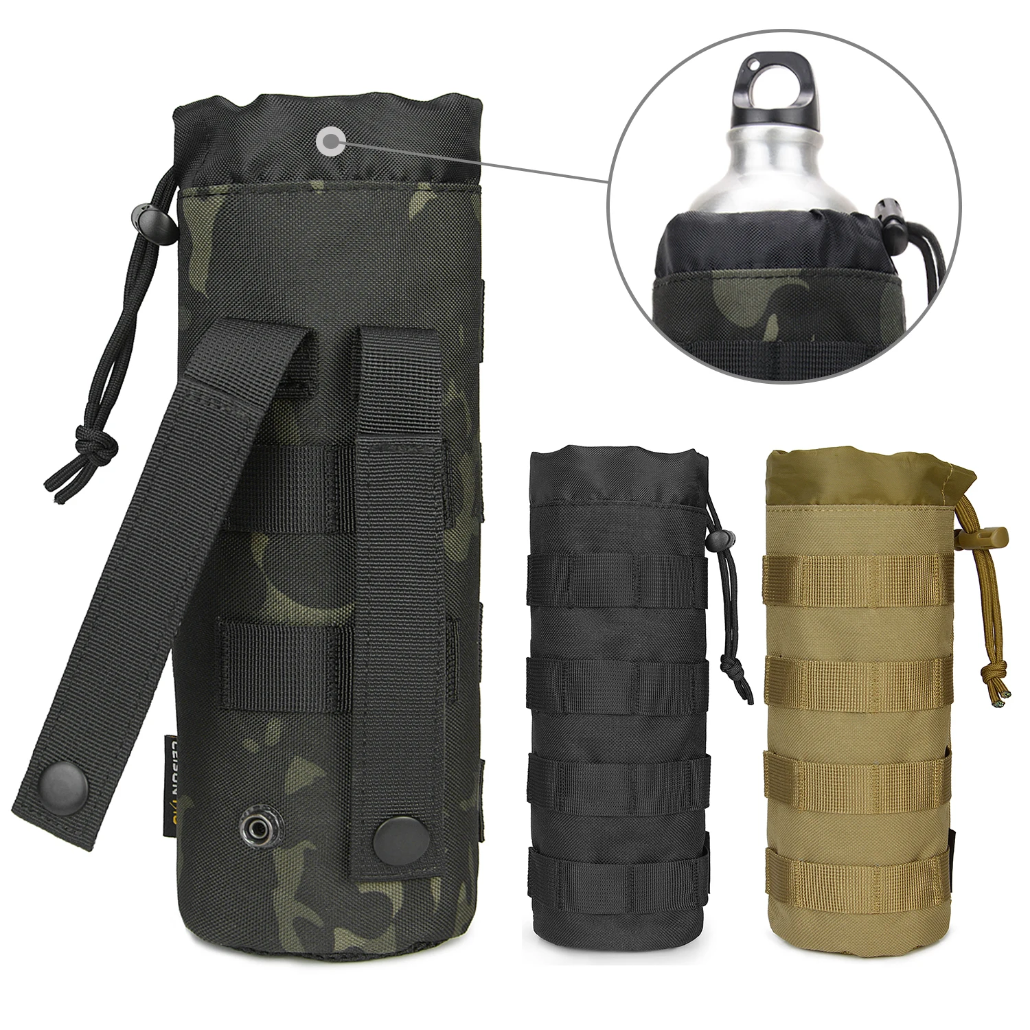 

Tactical Water Bottle Pouch MOLLE Adjustable Bottle Holder Carrying Pouch Cover Protect Sleeve for Camping Hiking Hunting