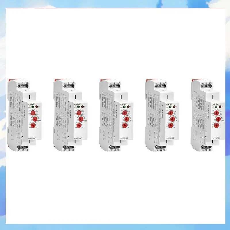 

5X GEYA GRT8-M1 Реле с задержкой времени включения и выключения 16A AC/DC12V-240V Многофункциональное реле автоматического таймера на DIN-рейку-[A22I]