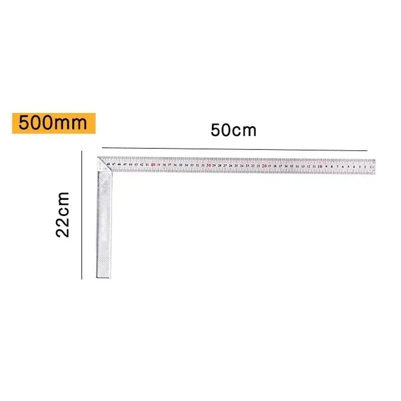1pc 250mm-600mm L Shape Angle Square Ruler Construction Carpenter Ruler Aluminum Alloy Household Rulers Measuring Tool