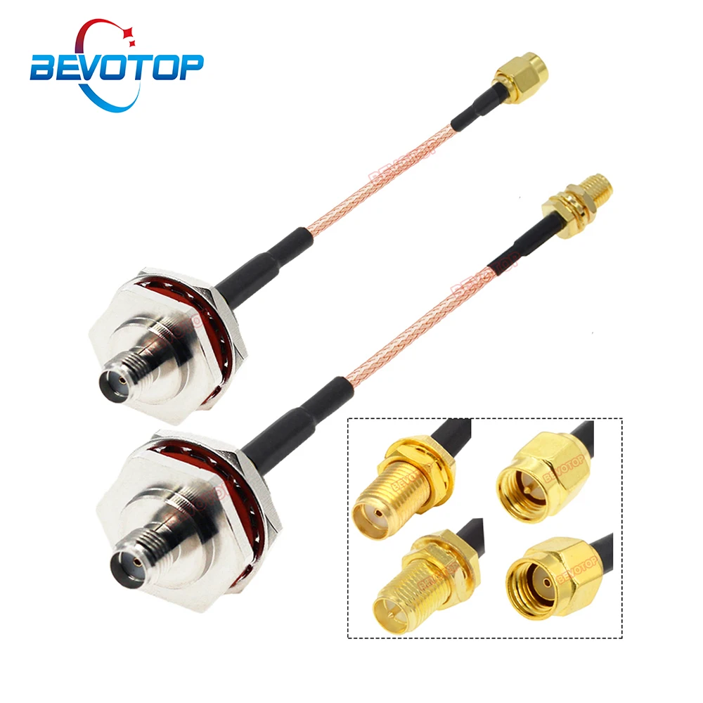 BEVOTOP RG316 SMA Cable Waterproof Bulkhead M16 SMA to SMA / RP-SMA Male Female RG-316 Pigtai 50 ohm RF Coaxial Extension Jumper