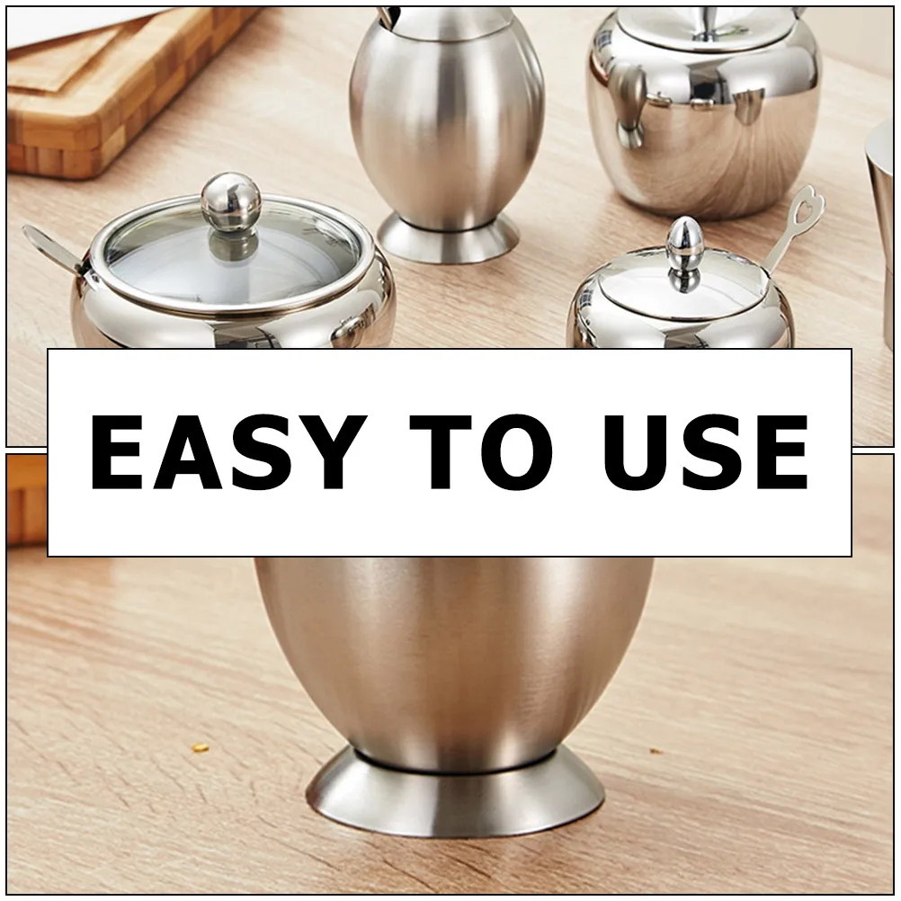 

1pc Spice Jar Set Leak-Proof Condiment with Spoon Holder Seasoning Container Stainless Steel Kitchen Storage Household