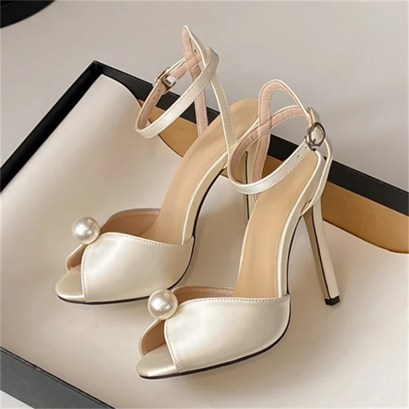 Eilyken Sexy String Bead Open Toe Sandals Woman Ankle Buckle Strap Stiletto Heels Party Prom Shoes Summer Pumps Zapatos Mujer