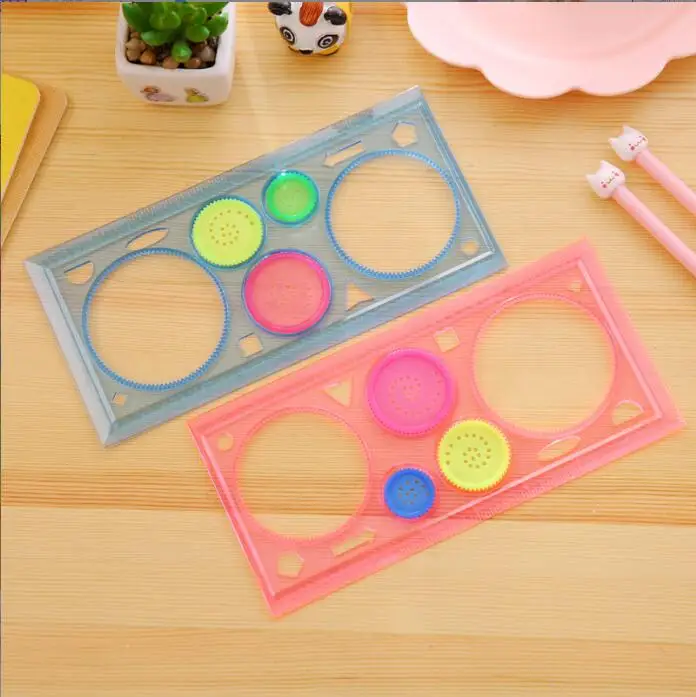 Règle de peinture transparente créative, 50 pièces/lot, modèle de dessin créatif, outils pour garçons et filles, cadeau, fournitures scolaires et de