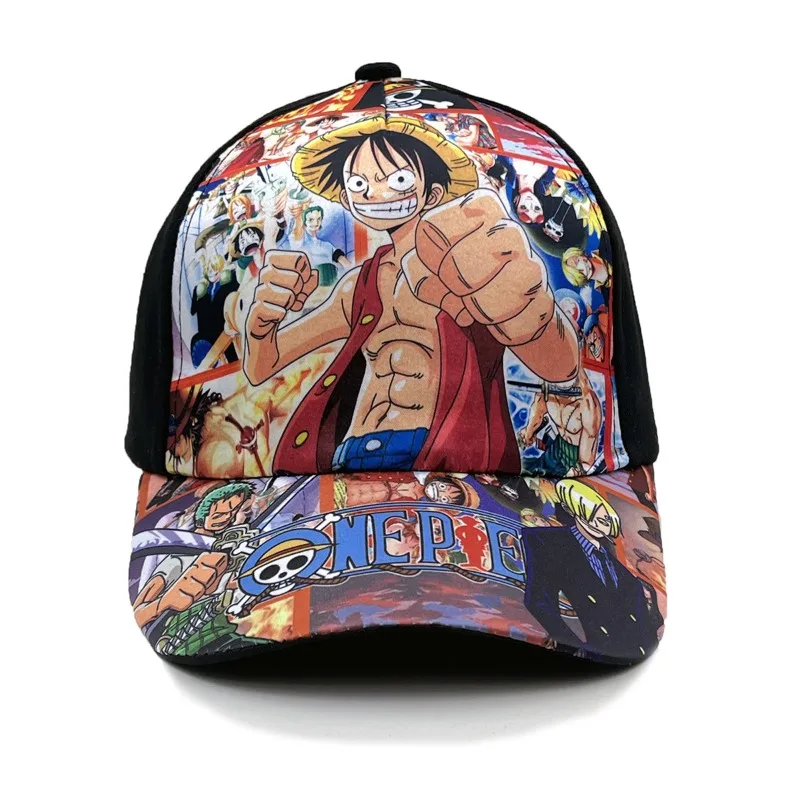 원피스 테마 주변 장치 인쇄 야구 모자 소년 소녀용 챙이 넓은 봄과 여름 만화 스타일의 태양 모자에 적합