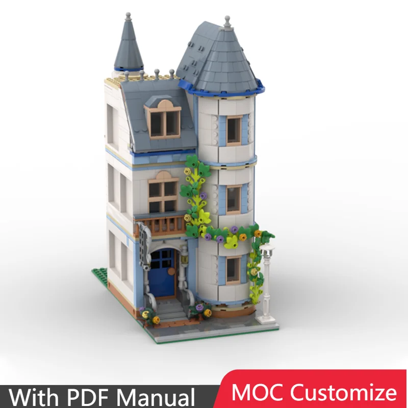 

1454 Pcs Moc Creative Castle Homestay Building Modular Model Building Blocks Sets Education DIY Assembly Bricks Toys Kids Gift