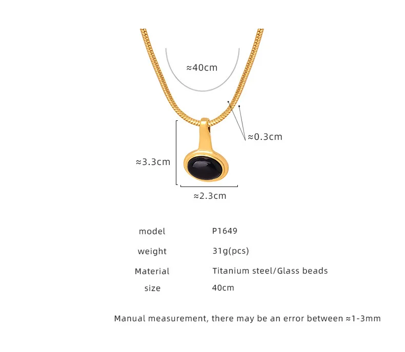 Edelstahl Schlange Knochen Kette Halskette Frauen Schwarz Glas Perle Anhänger Mädchen Ästhetische Halskette Neogothic Schmuck Zubehör – Detail 2