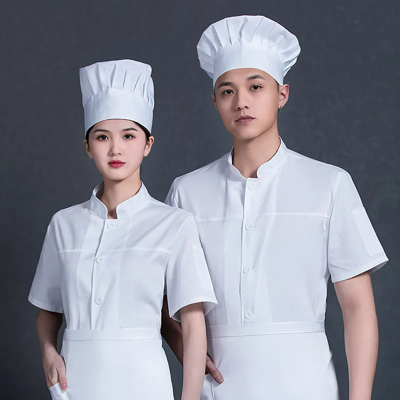 Summer Overalls Men's Short Sleeve Thin Breathable Sweat Absorbing Hotel Dining Kitchen Chef Uniform