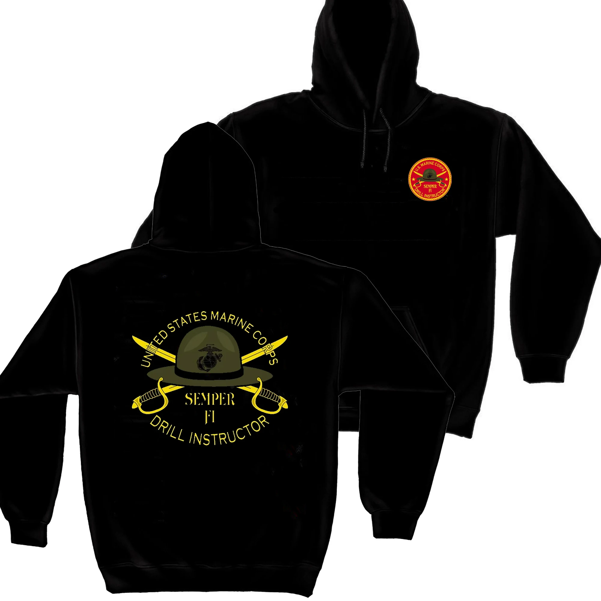 

Пуловер с капюшоном для корпуса морской пехоты США, новый удобный повседневный мужской свитшот из 100% хлопка в стиле милитари, уличная одежда