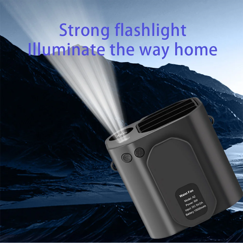 1PCS Portable Hanging Waist Fan USB Charging Electric Fan 3 Wind Speed Bladeless Waist Hanging Fan For Outdoor Camping Travel