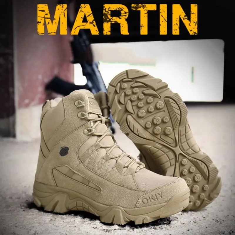 Men Boots Army Boots Mens Desert Waterproof Work Safety Shoes Climbing Hiking Shoes Ankle Men Outdoor Boots
