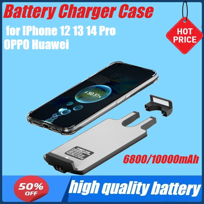 

Universal Battery Charger Case for IPhone 12 13 14 Pro OPPO Huawei Oneplus Samsung Google Xiaomi Power Bank Battery Charger Case