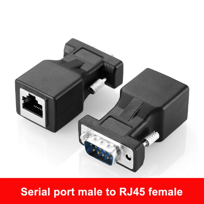 New Arrival DB9 RS232 Male/Female to RJ45 Female Adapter COM Port to LAN Ethernet Port Converter