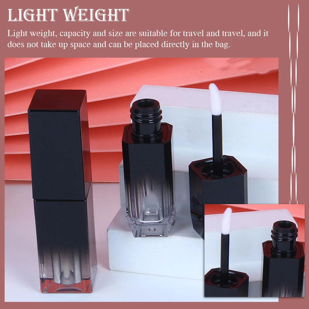 5 قطعة أنبوب ملمع الشفاه فارغ مربع الأشعة فوق البنفسجية الأسود التدرج تصميم دائم خفيفة الوزن إعادة الملء الحاويات المحمولة السفر الشفاه #1