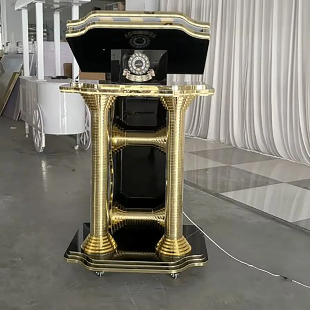 FSDKX Custom Detachable Acrylic Lectern Church Pulpit Podium PVC Rostrum Speech Stand Wedding Backdrop Stand Backdrop Wall