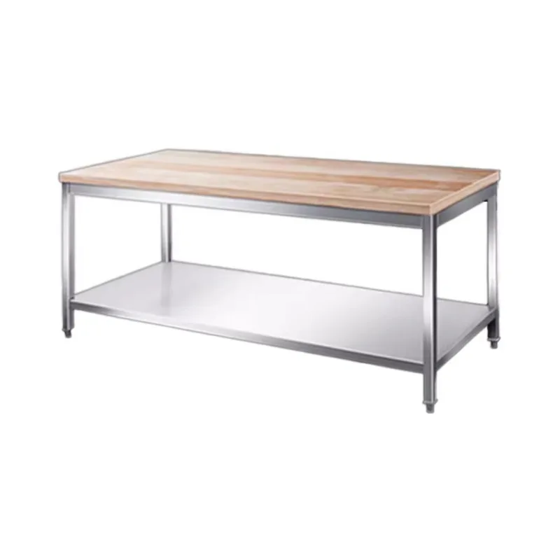 Double Plate 304 Stainless Steel Work Table for Commercial Kitchen and Restaurant