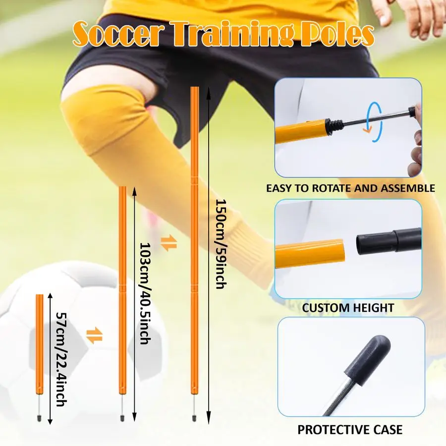 معدات تدريب خفة الحركة أمبير سلم خفة الحركة بطول 20 قدمًا، 6 أقطاب، 12 مخروطًا لكرة القدم، مظلة مقاومة، حبل القفز، كرة القدم