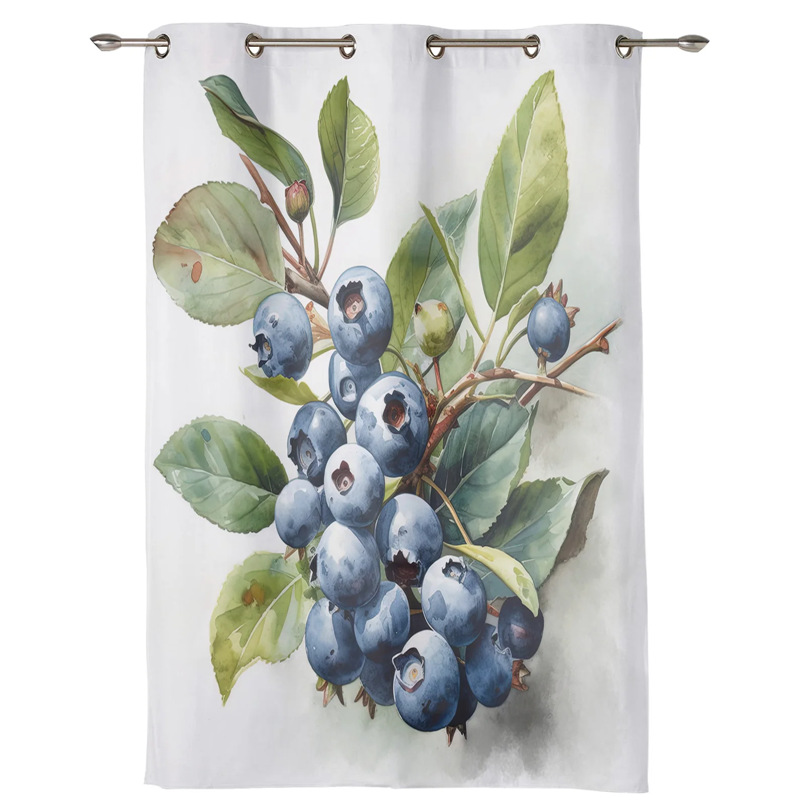 Blueberry Watercolor Leaf Window Curtains for Living Room Luxury Modern Bedroom Curtains Coffee Dining Room Drapes