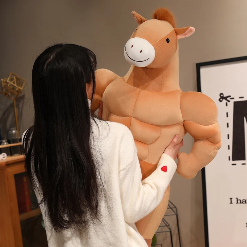 

65/85cm Creative Funny Muscle Horse Plush Toy Cartoon Stuffed Animal Doll Anime Soft Baby Sleeping Pillow for Kids Girls Gifts