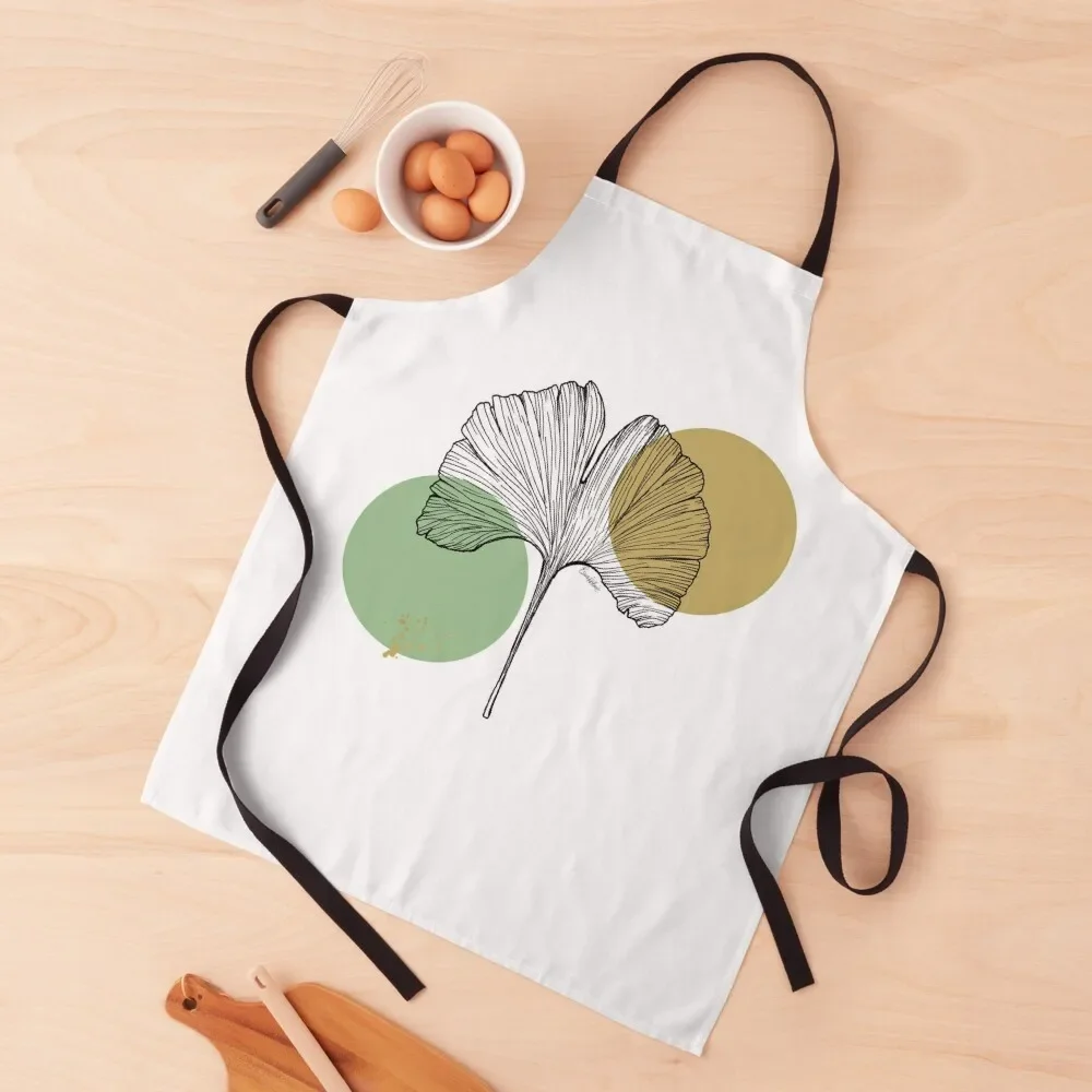 

Ginkgo biloba lineart abstract Apron Woman Work For Women Kitchen Apron