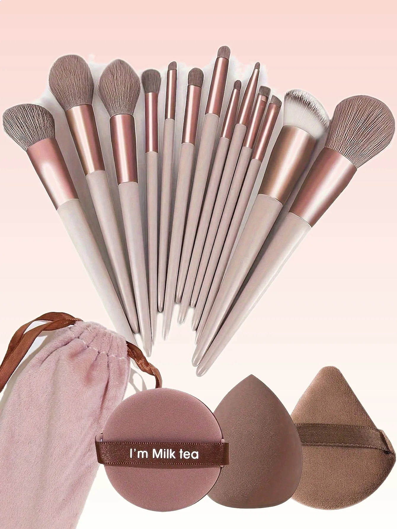 16Pcs Makeup Brush Set Soft Synthetic Fiber Foundation Blending Eye Shadow Brush Kit with Sponge