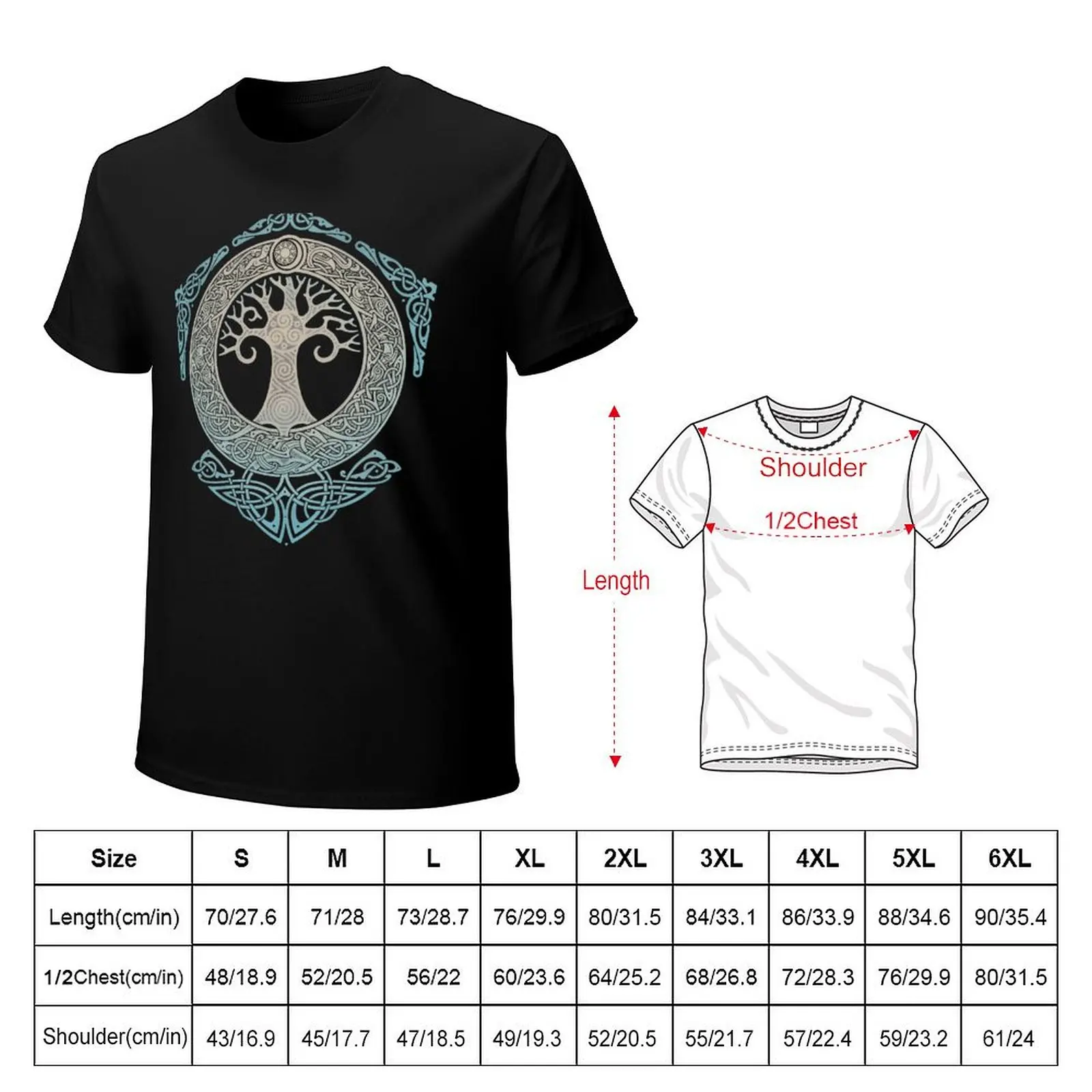 YGGDRASIL.TREE OF LIFE. T-Shirt Simple Line Art Print Tee